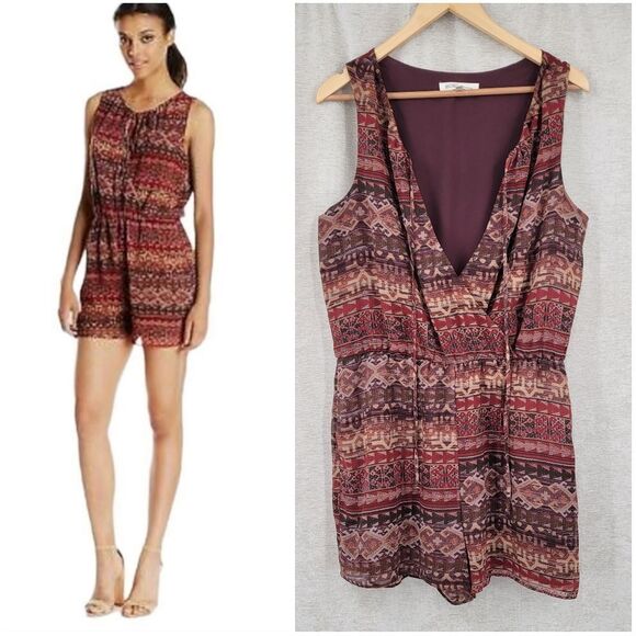 BCBG Generation Coffee Bean Combo Southwestern Boho Romper Large - Picture 13 of 13